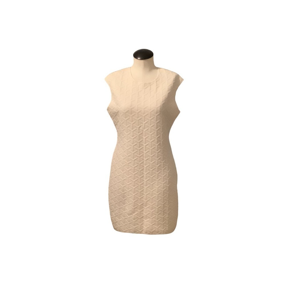 GIANNI BINI Embossed Geometric‎ Cream Sleeveless Mini Dress Size M